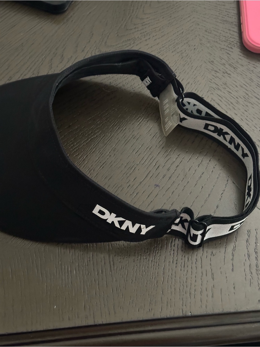 DKNY Black Visor with White Logo Strap